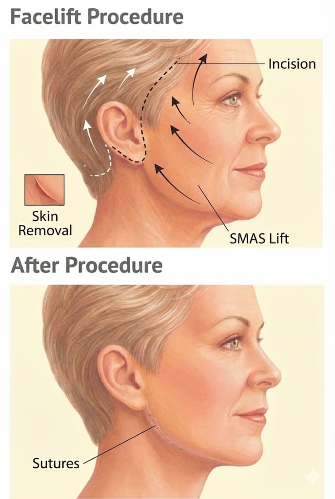 What is involved in a facelift